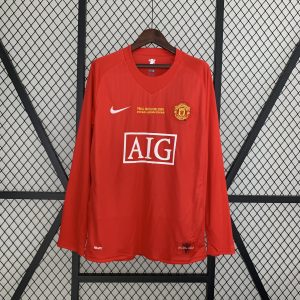 Camiseta Retro Manchester United 07/08 1ª equipación (manga larga, incluye parche de la foto)