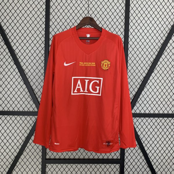Camiseta Retro Manchester United 07/08 1ª equipación (manga larga, incluye parche de la foto)